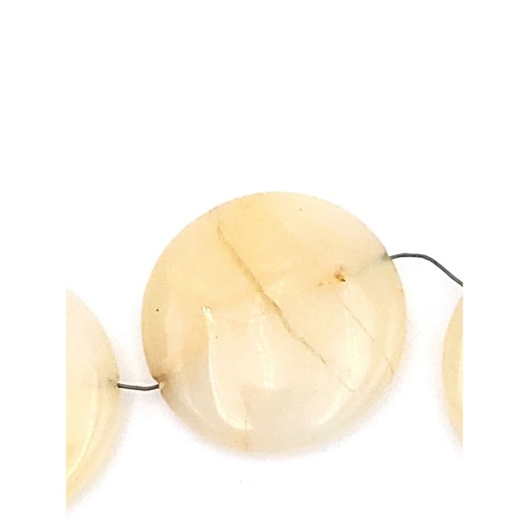 Polished Stone Statement Necklace Large Flat Round Beads Onyx? Unique Handmade - Picture 7 of 10